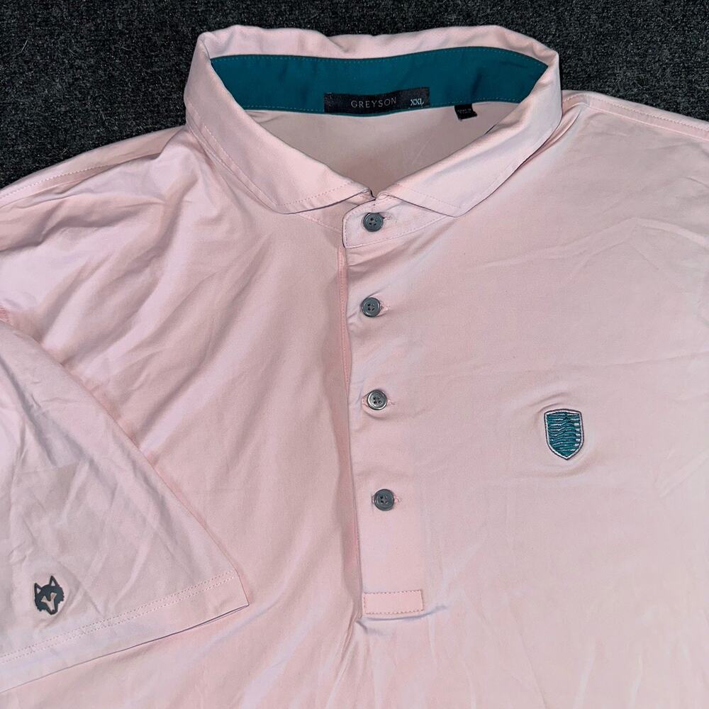 Greyson Mens 2XL Pink Solid Polo Shirt Short Sleeve Stretch Nylon Spandex Logo